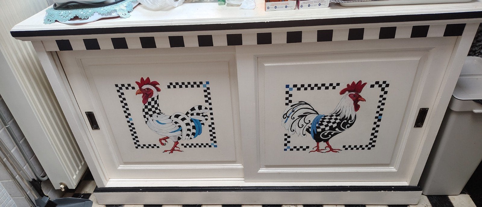 Unieke keukenkast met handbeschilderde haan design, Ophalen, Gebruikt