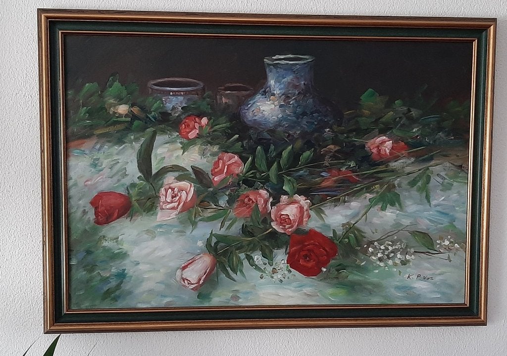 Schilderij Rozen, Ophalen, Klassiek, Handgeschilderd, Bloemen