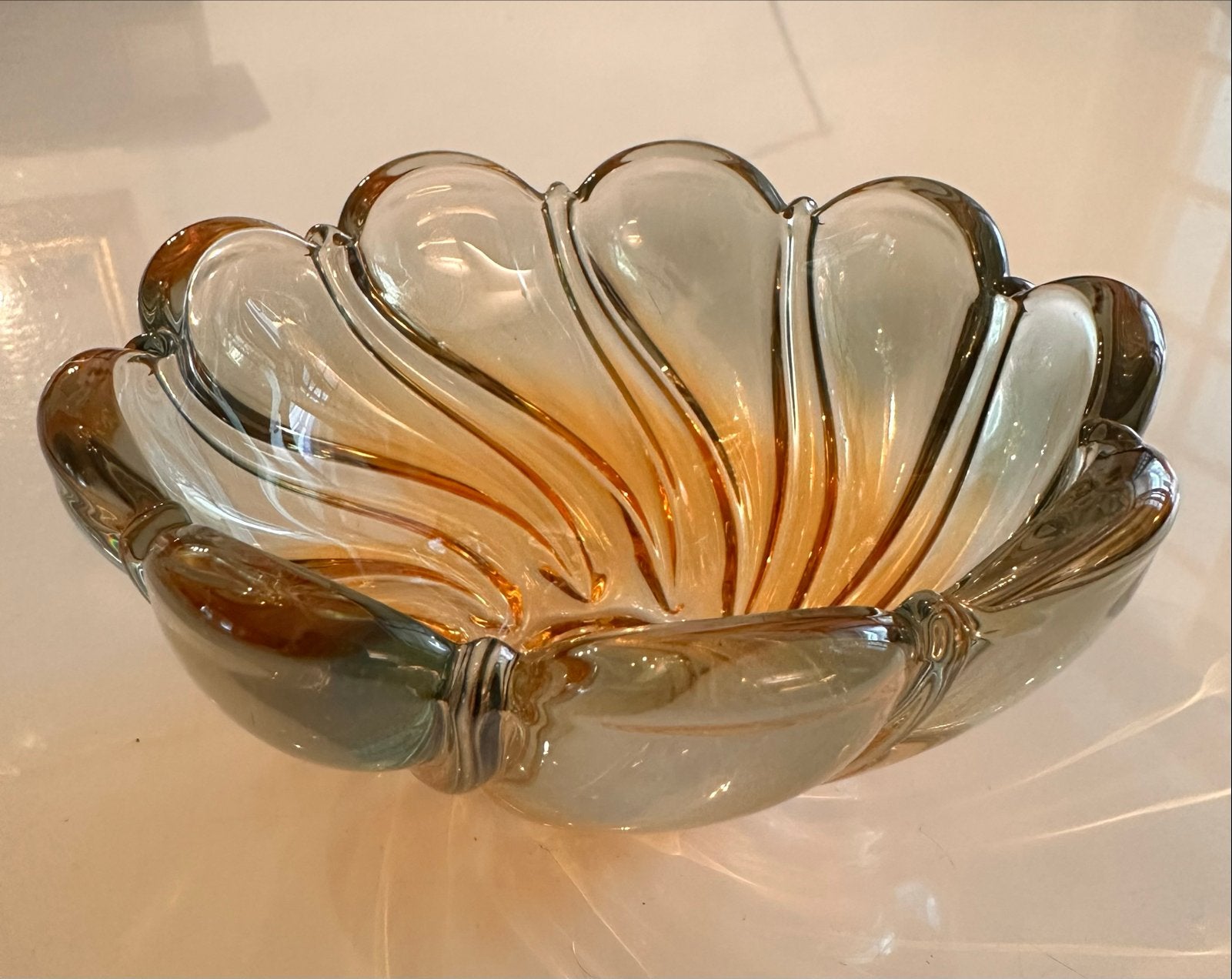Decoratieve glazen schaal - Oranje en transparant, Ophalen of Verzenden