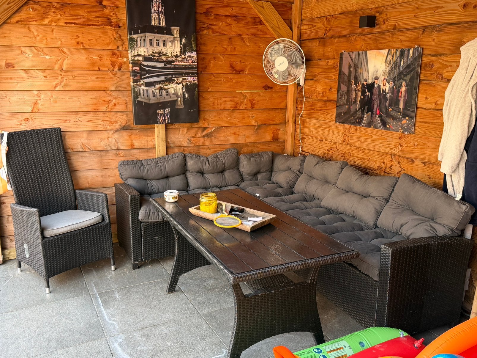 Zwarte lounchset, Ophalen, Zo goed als nieuw, Stoel, 2 zitplaatsen