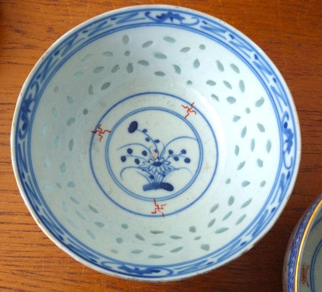 1x Chinees rijstkorrel porseleinen kom kommetje, Antiek en Kunst, Ophalen of Verzenden
