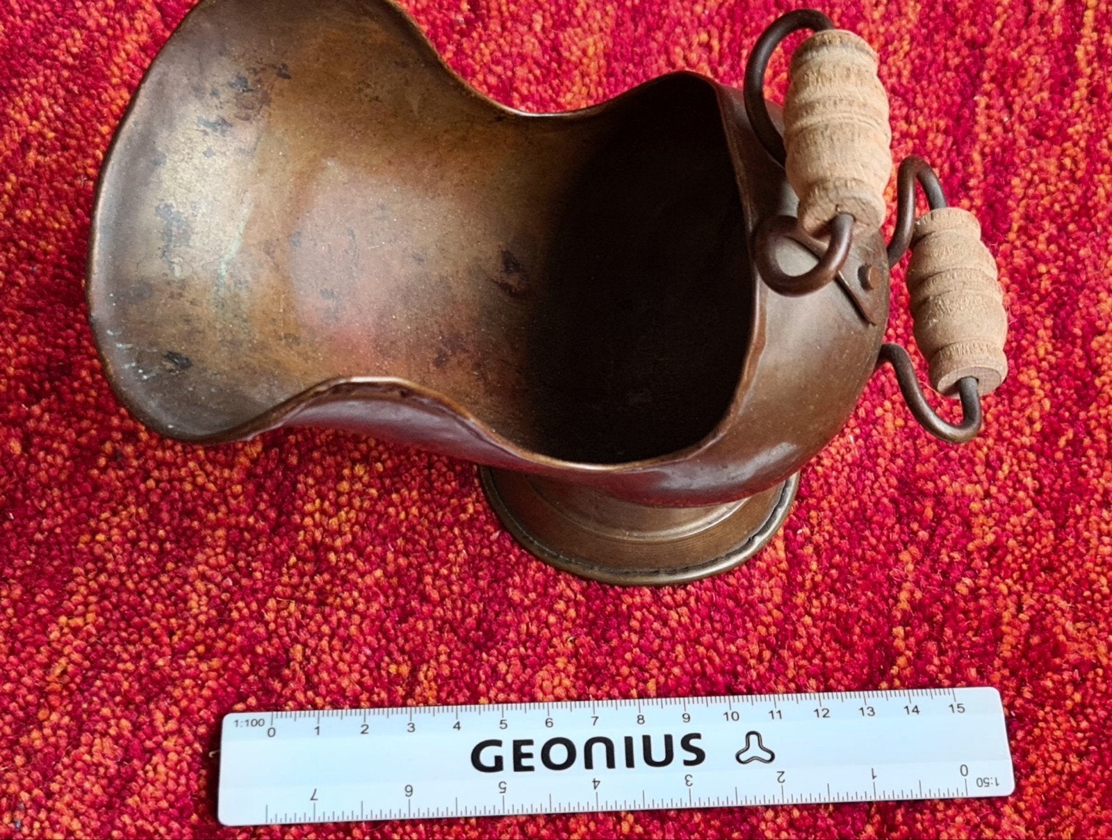 Antieke Koperen Kolenkit met Houten Handvatten, Ophalen of Verzenden, Koper