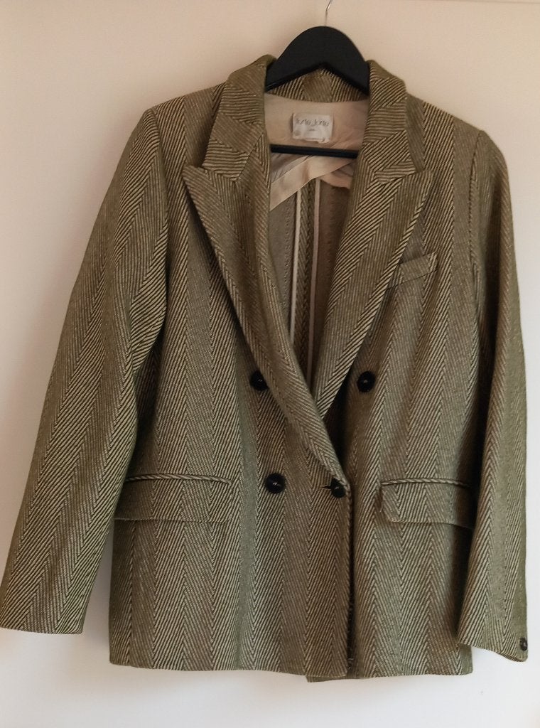 Forte Forte, blazer &broek met visgraatmotief oker/bruin, Kostuum of Pak, Bruin, Verzenden, Zo goed als nieuw