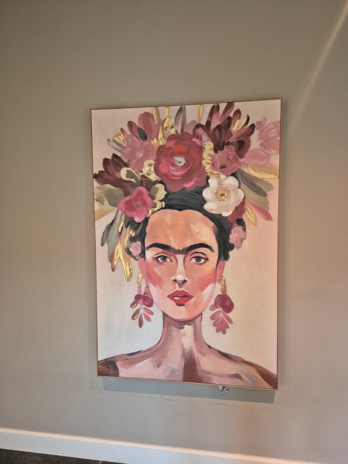 Schilderij Frida Kahlo pastel 100x150cm, Antiek en Kunst, Ophangklaar, Pastel, Ophalen of Verzenden, Overige materialen