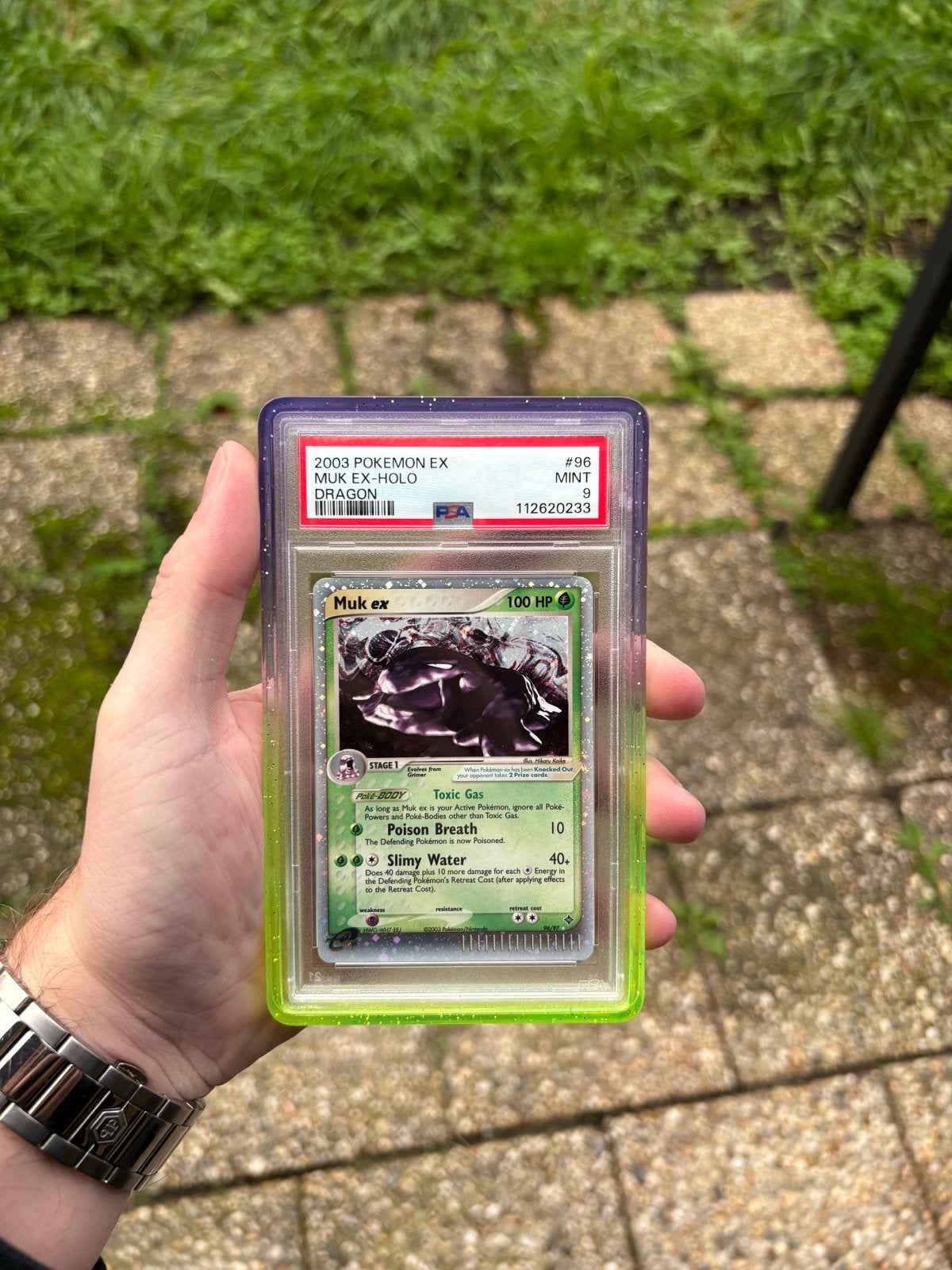 Muk EX Holo Dragon PSA 9 MINT, Ophalen of Verzenden, Zo goed als nieuw, Losse kaart, Foil