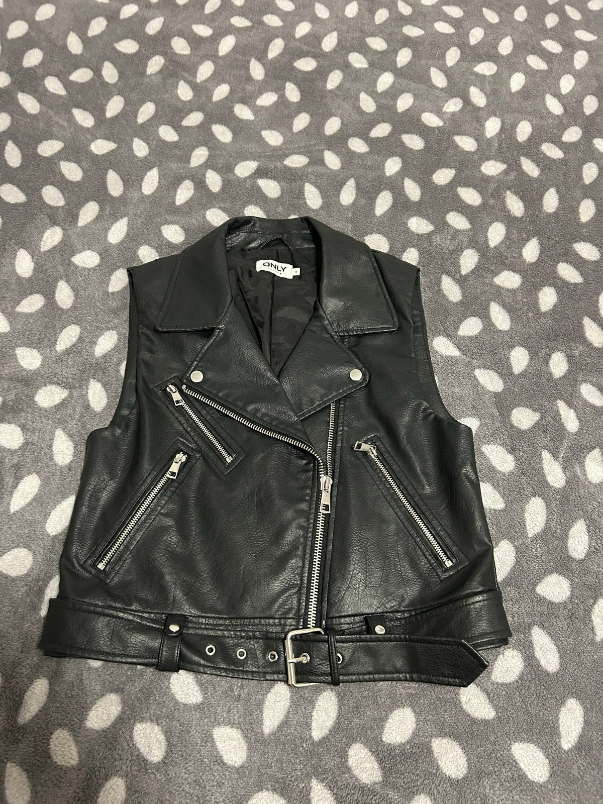 ONLY Zwart Faux Leren Biker Vest Maat M, Ophalen of Verzenden, Zo goed als nieuw, Maat 38/40 (M), Zwart