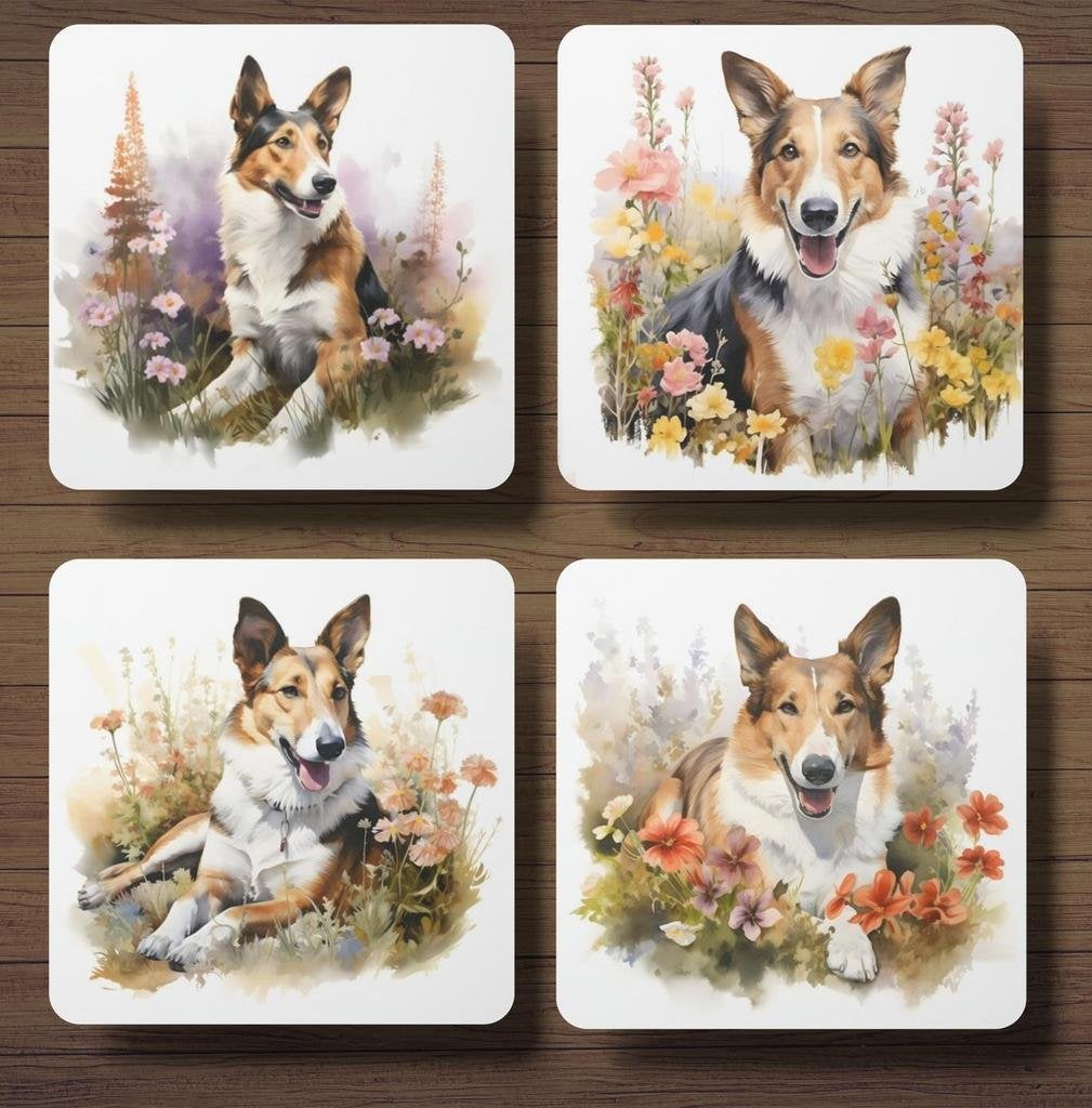 Korthaar Collie Aquarel onderzetters met houder, Ophalen of Verzenden, Nieuw