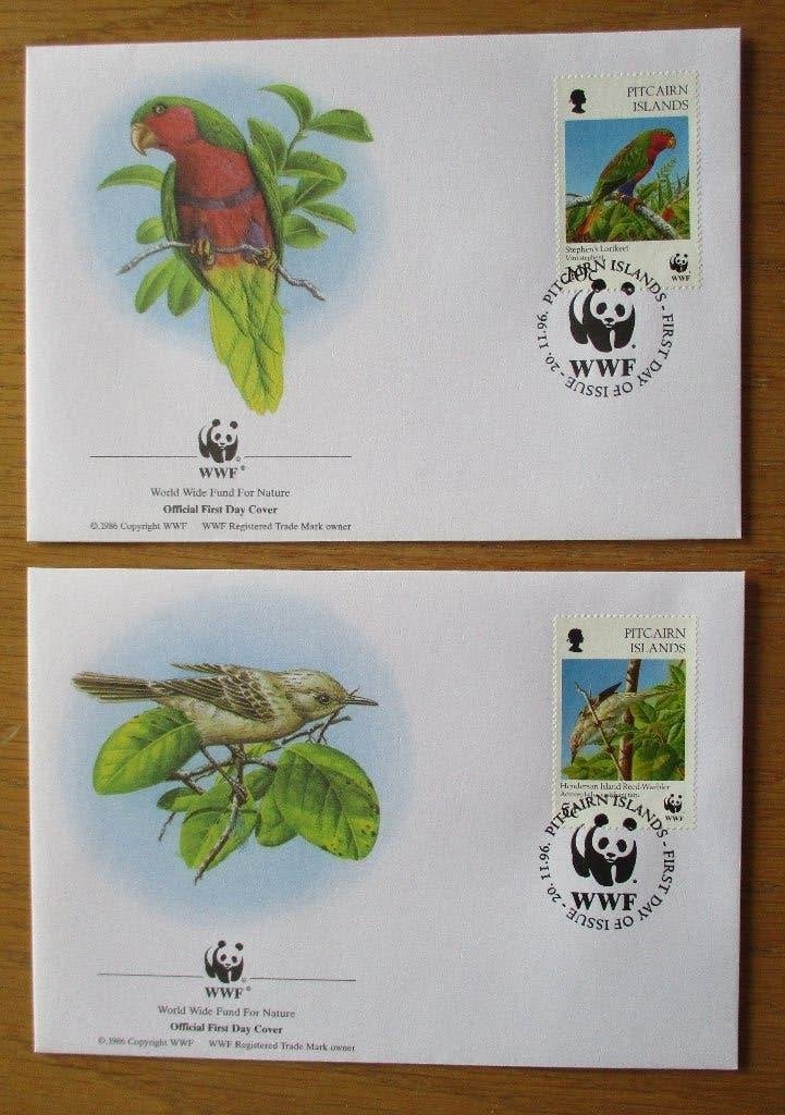 Pitcairn Islands, WWF serie FDC's Vogels, 1996, Verzenden, Gestempeld, Dier of Natuur