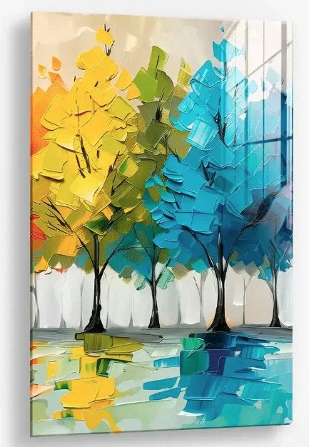 Glasschilderij Pastel Fall II 60x90 - Gehard glas, Abstract, Glas, Achter glas, Ophalen of Verzenden
