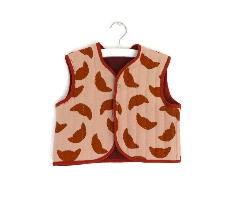 gilet baby croissant print, bodywarmer, maat 80/86, bolero, Overige typen, Jongetje of Meisje, Handgemaakt, Nieuw