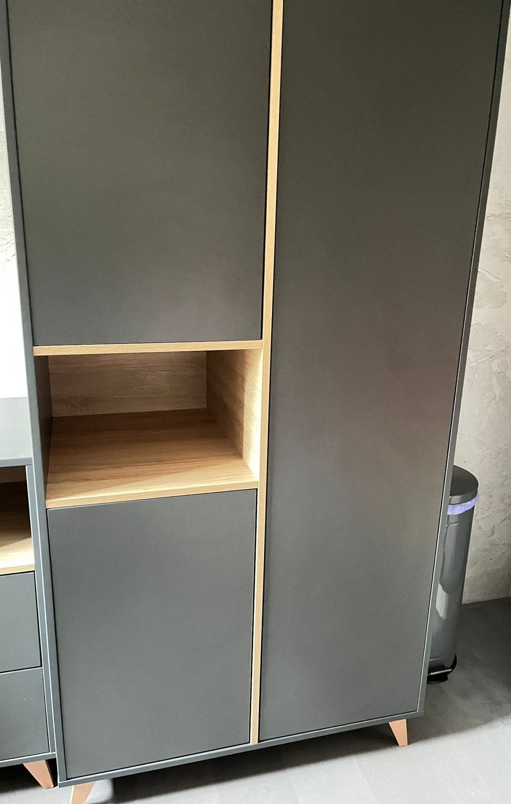 Loft Kast Antraciet met Beuken Onderstel voor Kinderkamer, Huis en Inrichting, Ophalen, Nieuw, 50 tot 100 cm, 150 tot 200 cm