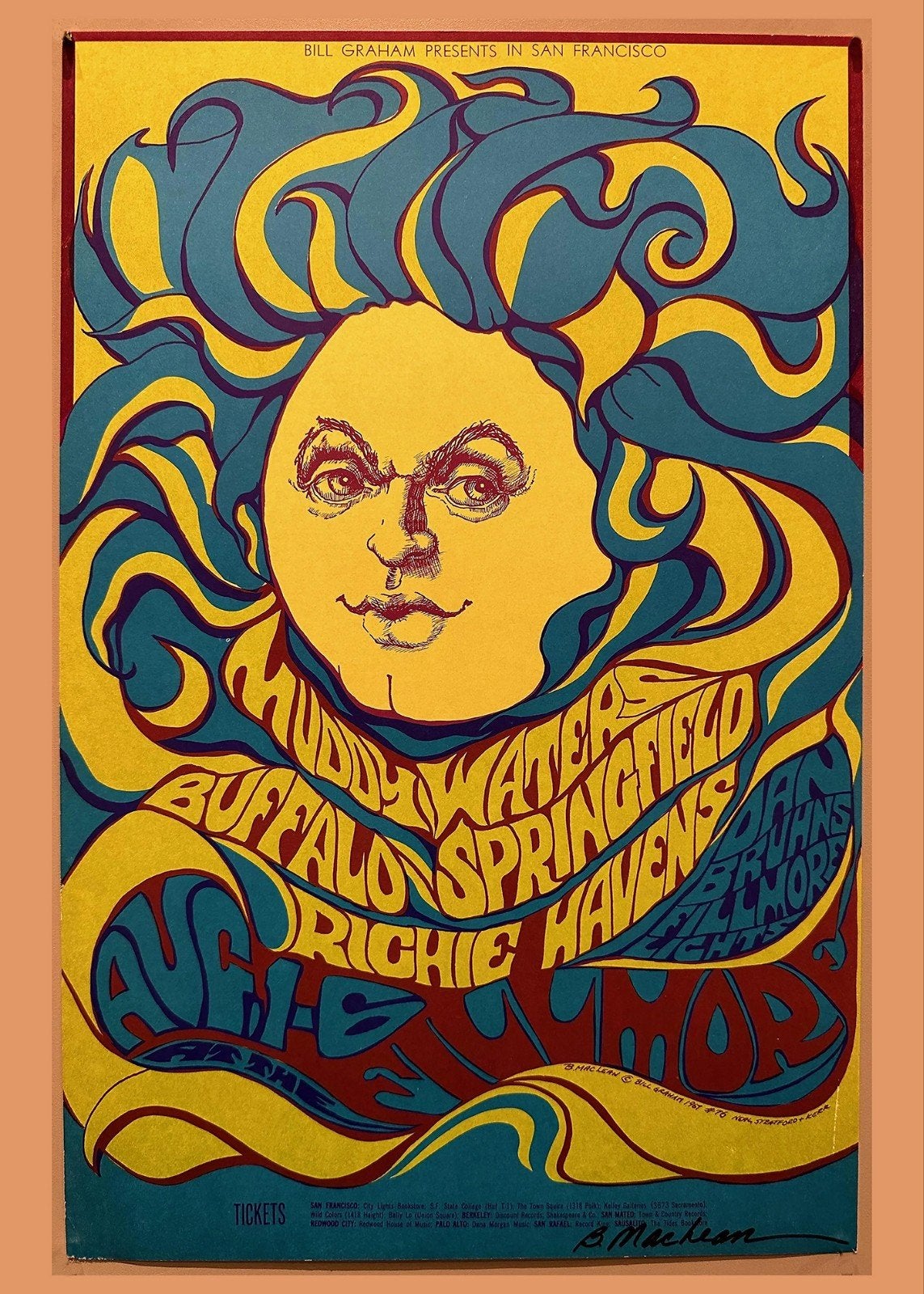Vintage Bill Graham Presents Concert Poster (BG-69), Ophalen of Verzenden, Film en Tv