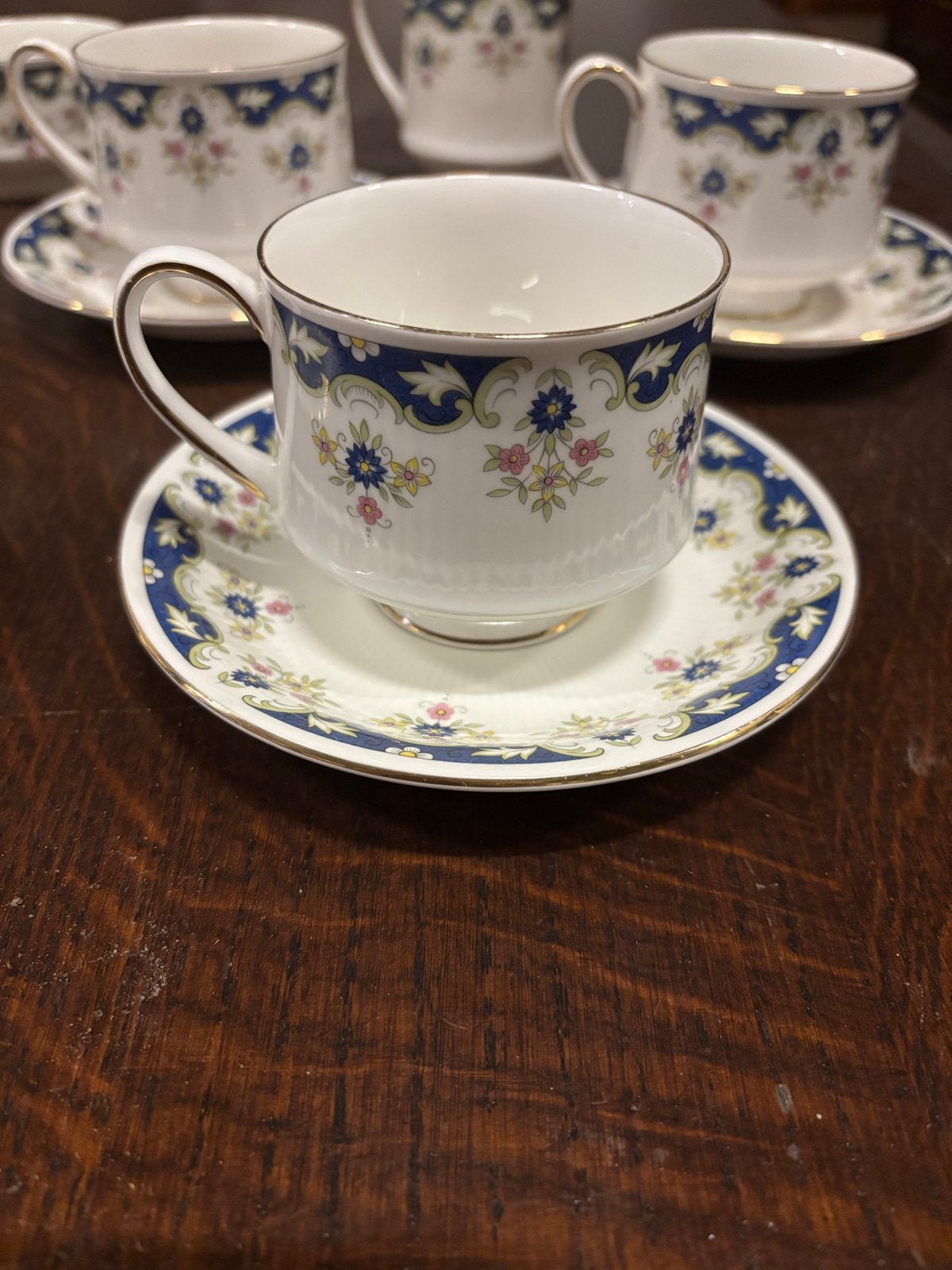 Vintage Paragon 'Coronation' theekopjes en schotels set, Ophalen of Verzenden