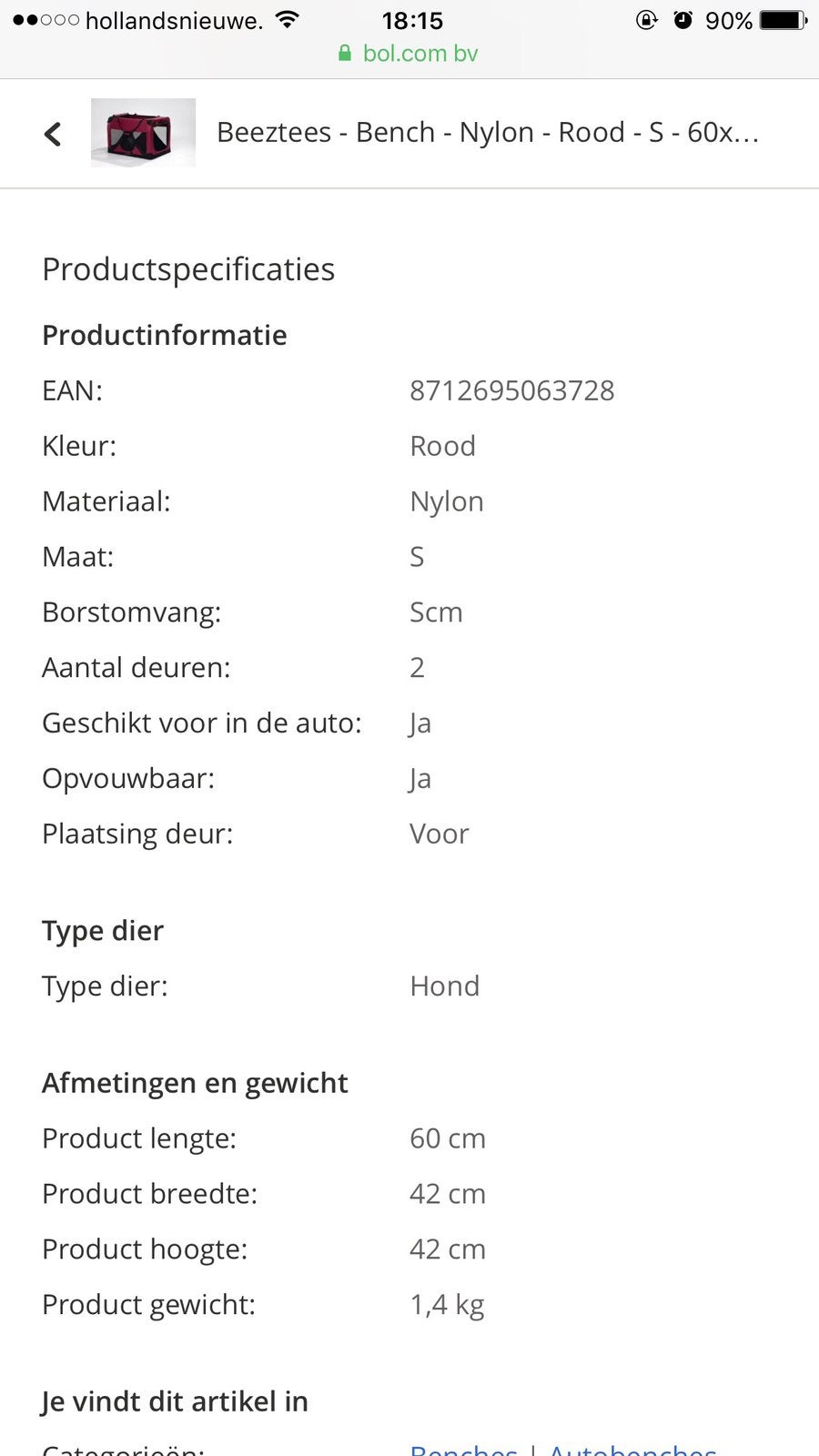 Hondenbench nylon merk Beeztees, Ophalen of Verzenden, Zo goed als nieuw