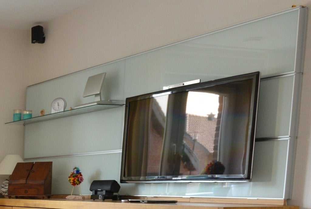 glazen tv achterwand, Ophalen, Zo goed als nieuw, 200 cm of meer, Glas