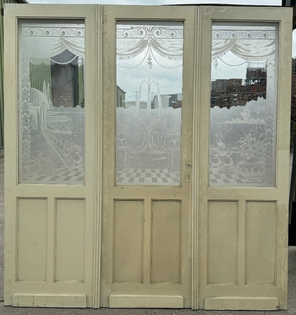 3 delige set geëtste openslaande deuren 220x206cm, Ophalen