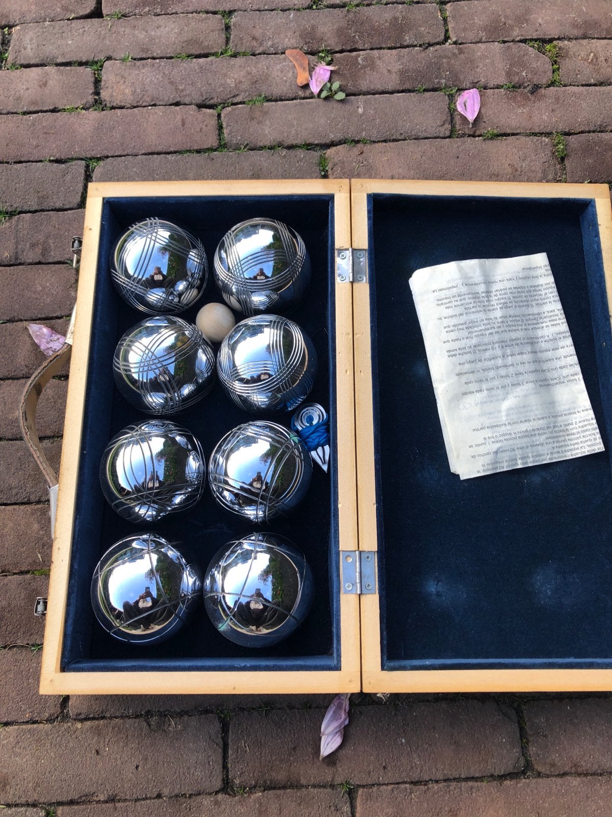 Petanque set in houten kist - Zo goed als nieuw, Sport en Fitness, Ophalen, Zo goed als nieuw