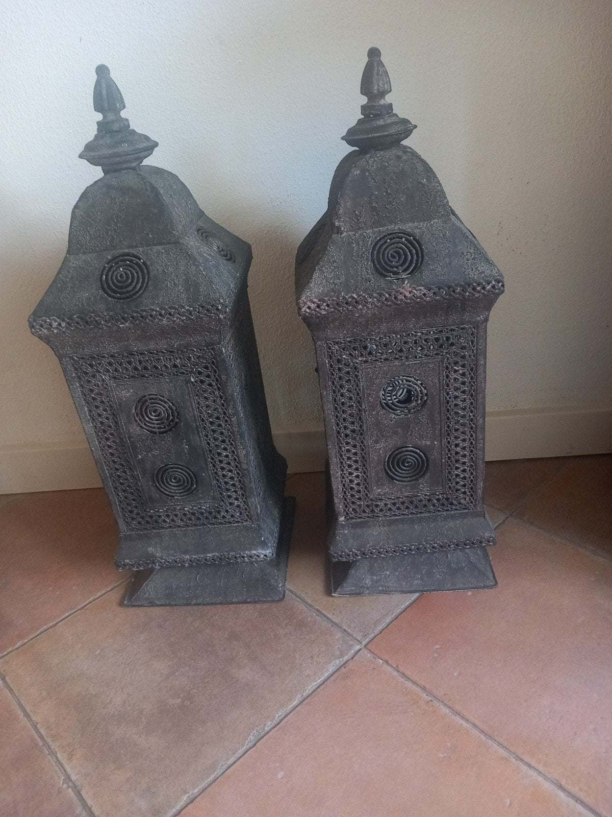 Set van 2 Marokkaanse lantaarns - 60 cm hoog, Metaal, Overige merken, Ophalen of Verzenden, Zo goed als nieuw