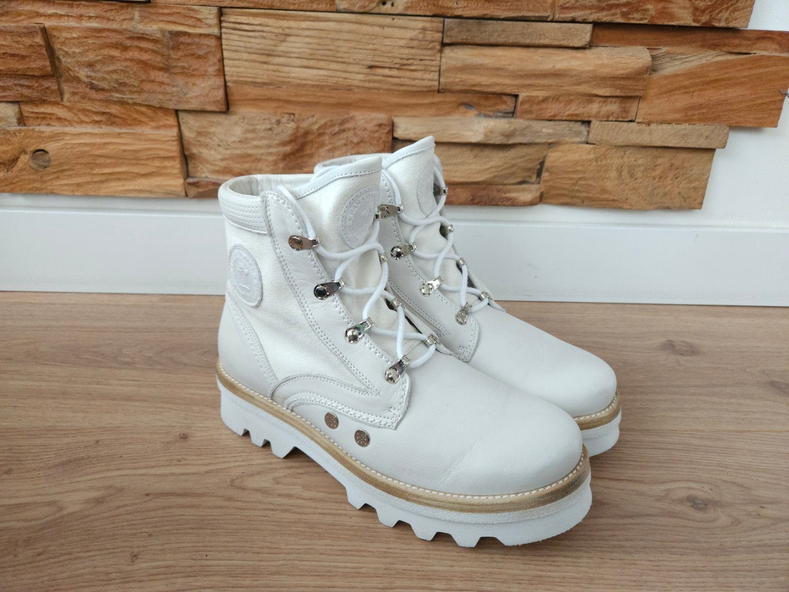 Panama Jack Route Boots Reporter ZGAN Maat 41 wit veterboots, Wit, Lage of Enkellaarzen, Ophalen of Verzenden, Zo goed als nieuw