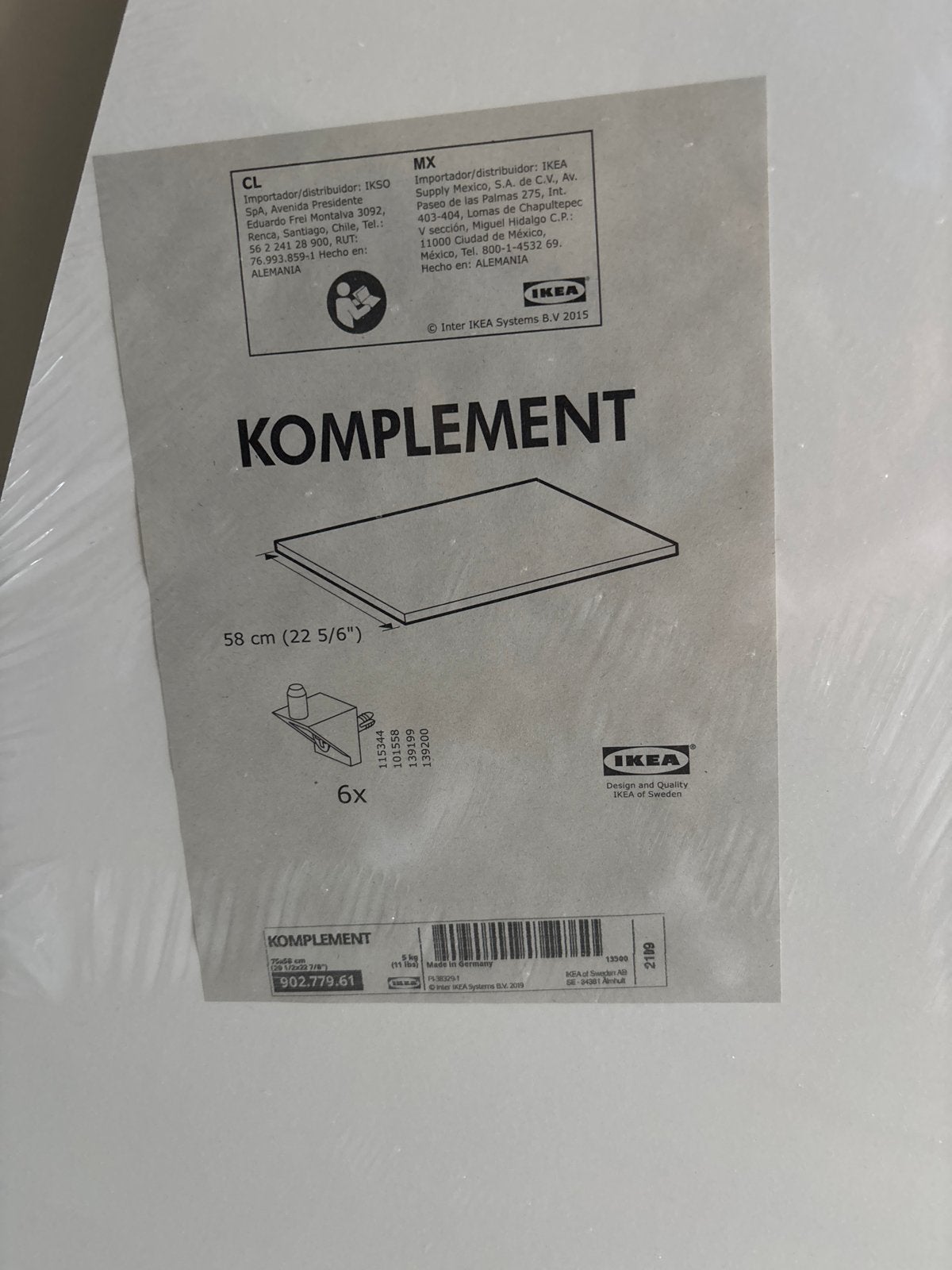 IKEA KOMPLEMENT Plank 58 cm - 2 stuks, Ophalen, Met plank(en), Nieuw, 50 tot 100 cm