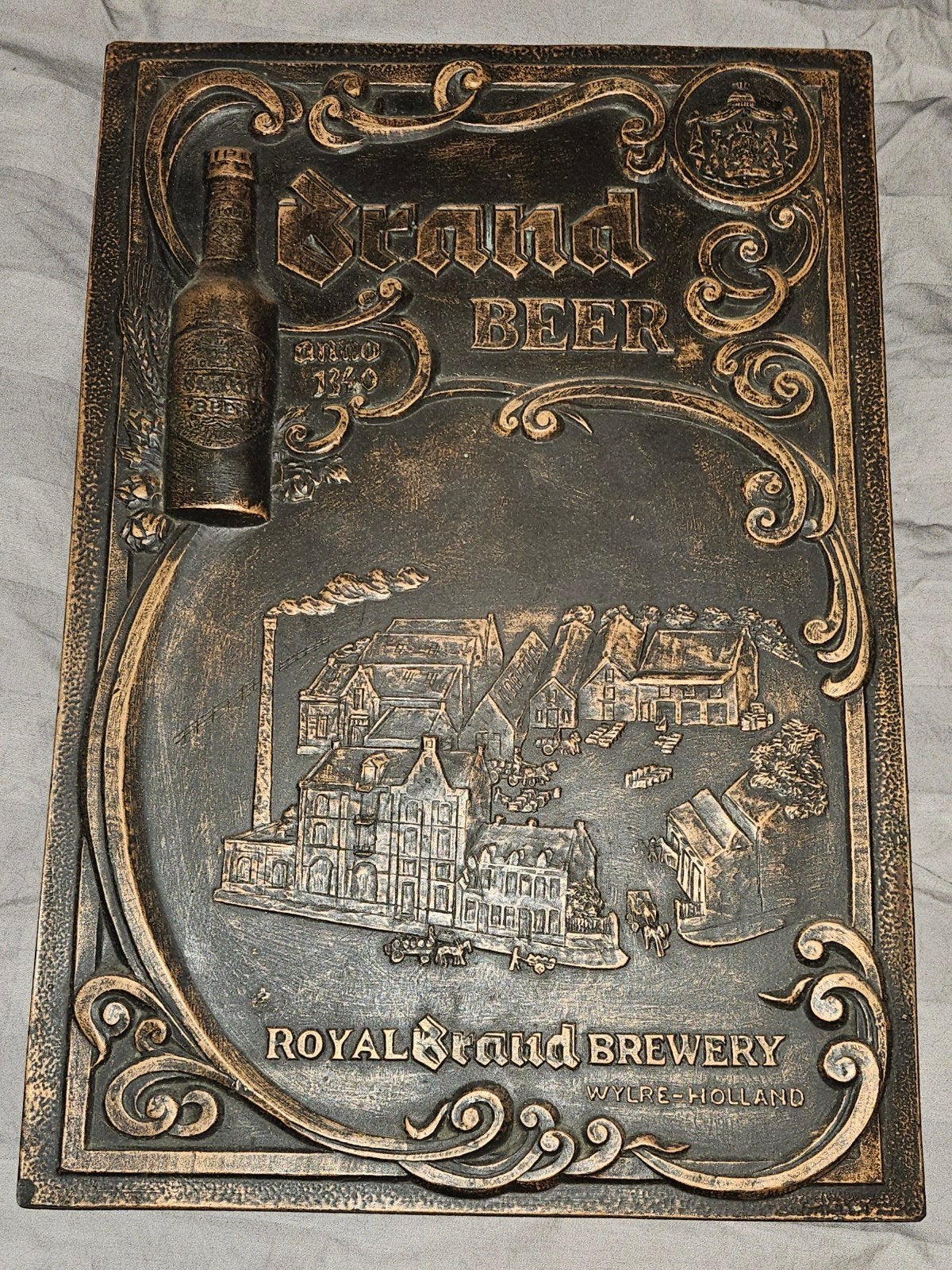 Vintage Brand Bier Reclamebord - Kunststof Reliëf, Ophalen of Verzenden, Gebruikt, Brand