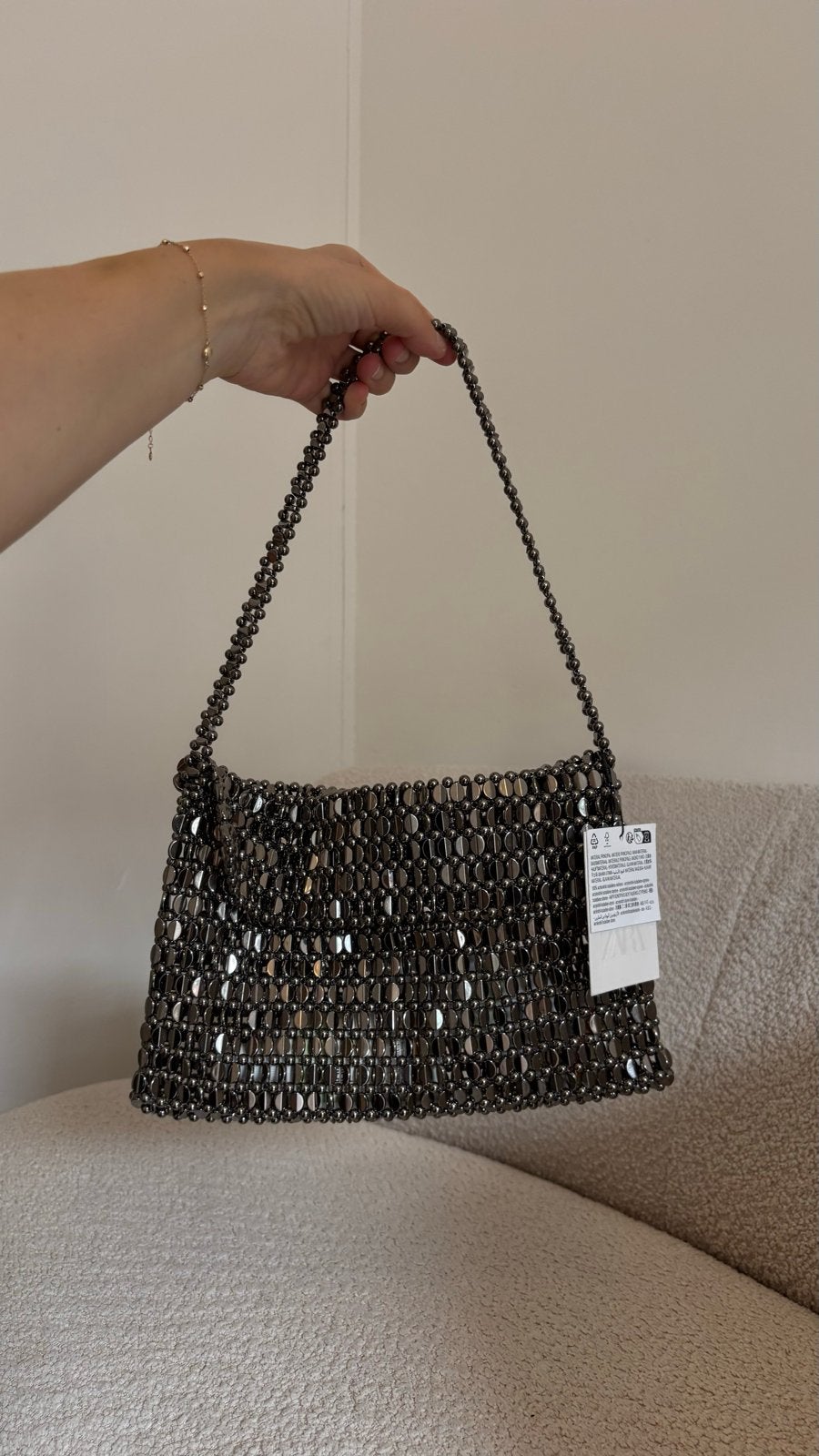 Zwarte kralen handtas - Zara, Ophalen of Verzenden, Nieuw, Zwart, Handtas
