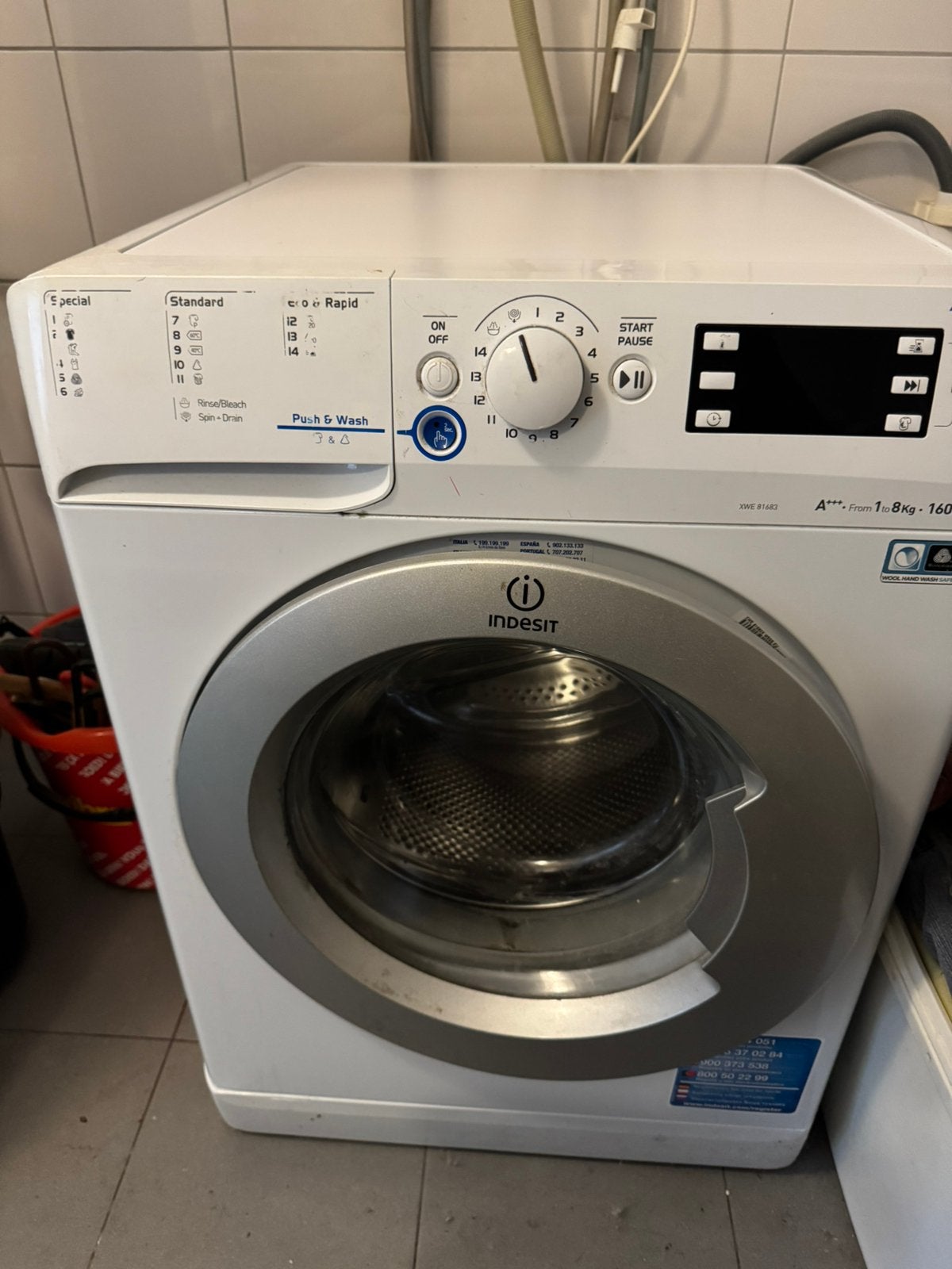 Wasmachine Indesit XWE 81683 8KG, Witgoed en Apparatuur, 1200 tot 1600 toeren, Gebruikt, 8 tot 10 kg, Ophalen of Verzenden