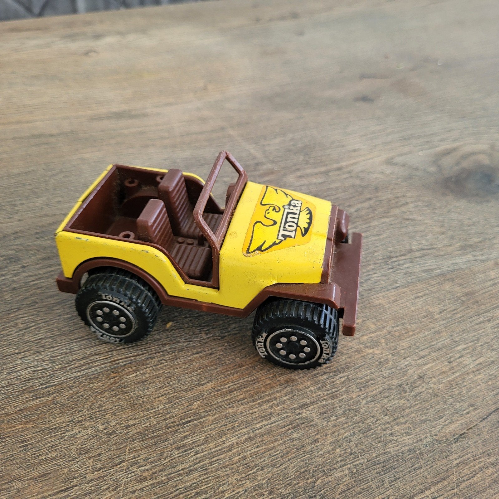 Vintage Tonka Jeep Eagle 1979 – Geel/Bruin (Geperst Staal), Ophalen of Verzenden