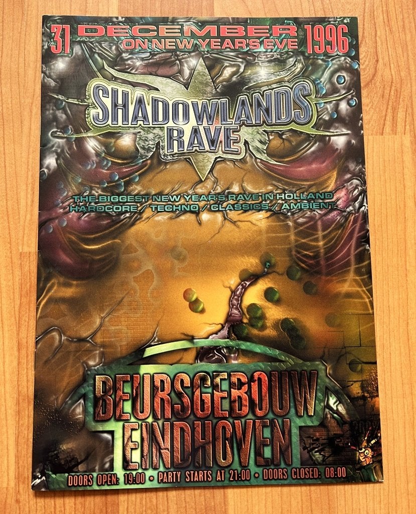 Shadowlands Rave – House Flyer Boekje -Beursgebouw Eindhoven, Ophalen, Rechthoekig Staand, A4 of kleiner, Zo goed als nieuw