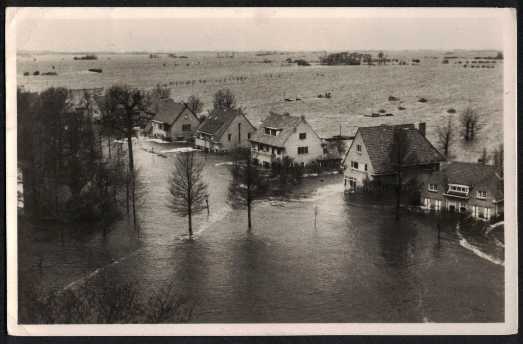 Walcheren, Het eiland Walcheren onder water. 1955., Ophalen of Verzenden, 1940 tot 1960, Gelopen, Zeeland
