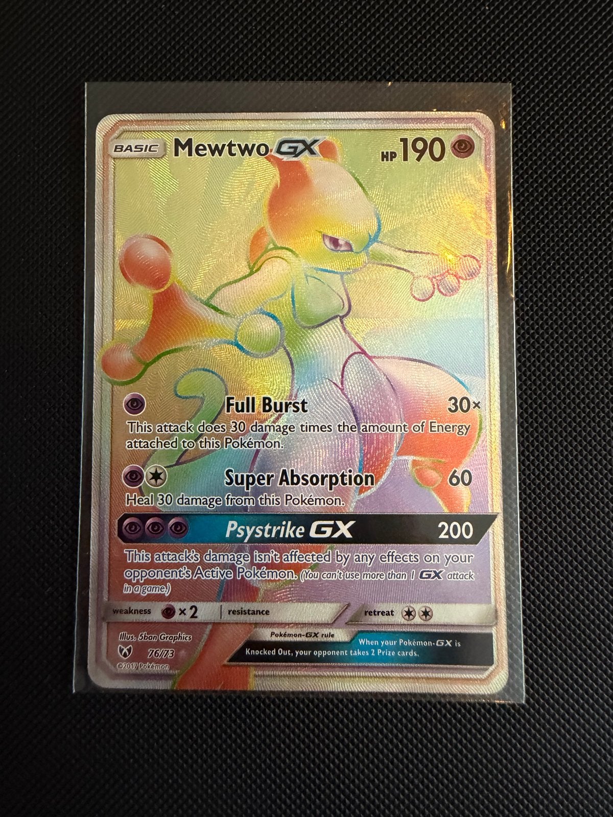 Mewtwo GX Rainbow Rare Pokémon Kaart (76/73), Hobby en Vrije tijd, Verzamelkaartspellen | Pokémon, Ophalen of Verzenden, Zo goed als nieuw