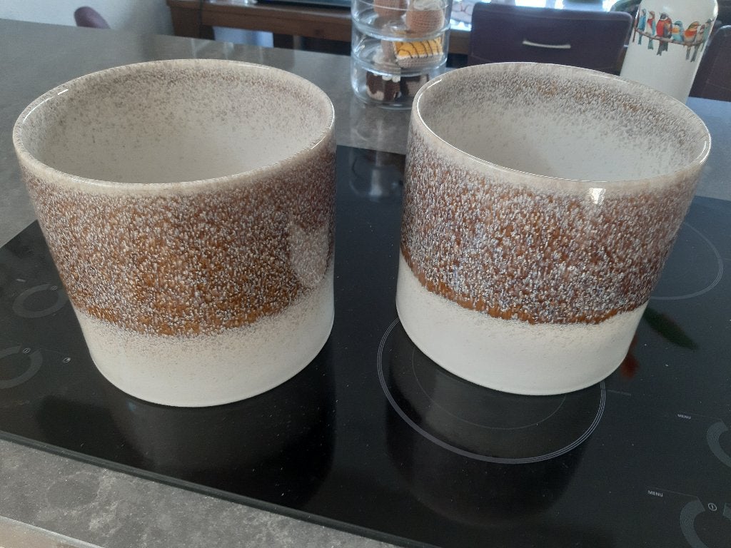 2 grote bloempotten, Tuin en Terras, Bloempotten, Ophalen, 40 cm of meer, Rond, Binnen