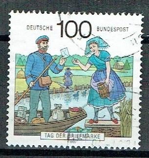 Duitsland 1991 Postbode per praam klederdracht, Verzenden, Gestempeld, Dier of Natuur