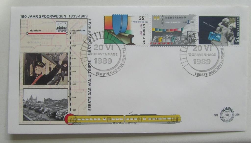 eerste dag enveloppe   150 jaar spoorwegen 1989, Verzamelen, Ophalen of Verzenden, Nieuw, Trein, Overige typen