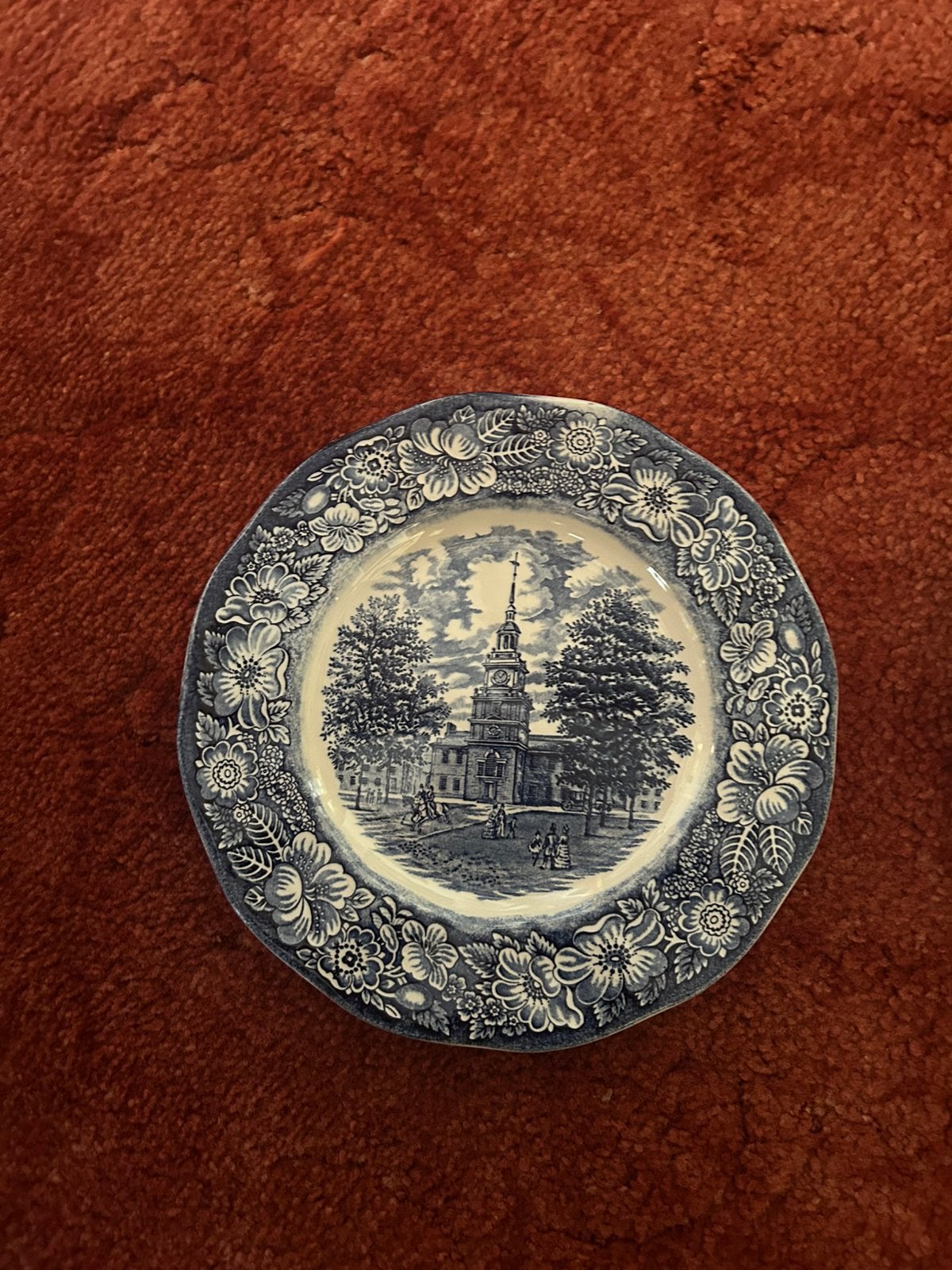vintage blauw-wit dinerbord van Staffordshire Ironstone, Antiek en Kunst, Ophalen of Verzenden