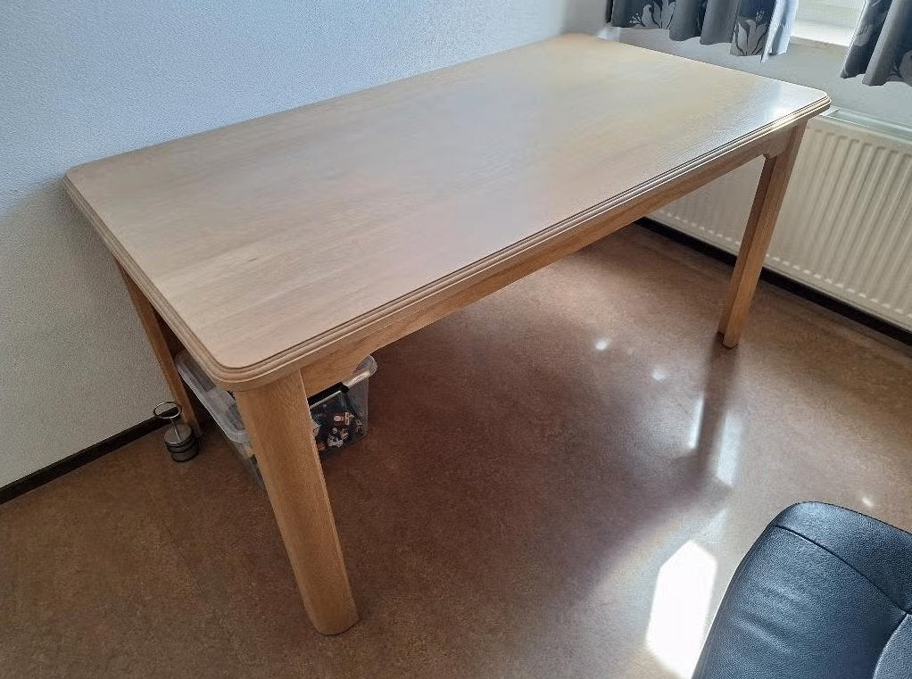 6 persoons KAMERTAFEL CLASSIC WHITE EIKEN H:75 Br:85 L:155, Huis en Inrichting, Ophalen, Gebruikt, Eikenhout, 50 tot 100 cm
