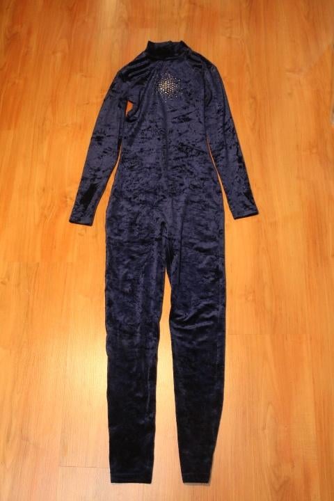 Ervy catsuit unitard turnpak maat 164 velours lang, Sport en Fitness, Turnen, Blauw, Ophalen of Verzenden, Zo goed als nieuw, Turnpak(je)