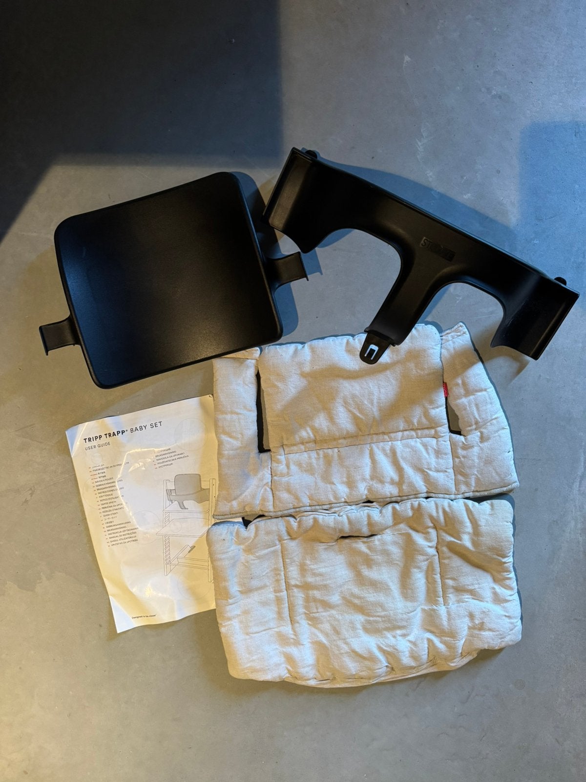 Stokke Tripp Trapp babyset zwart incl. Hoes, Ophalen of Verzenden, Zo goed als nieuw, Meegroeistoel