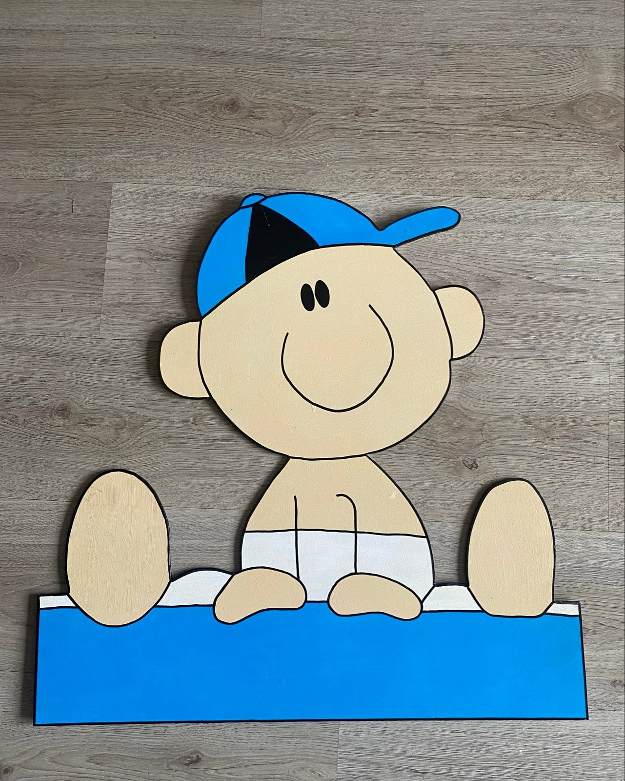 Geboortebord Baby met Blauwe Pet - Jongen, Ophalen, Nieuw, Geboortebord