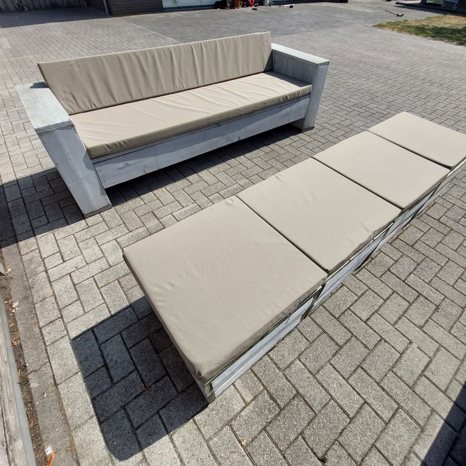 Steigerhouten Loungeset met Regenbestendige Kussens, Ophalen, Steigerhout, Loungeset, Bank