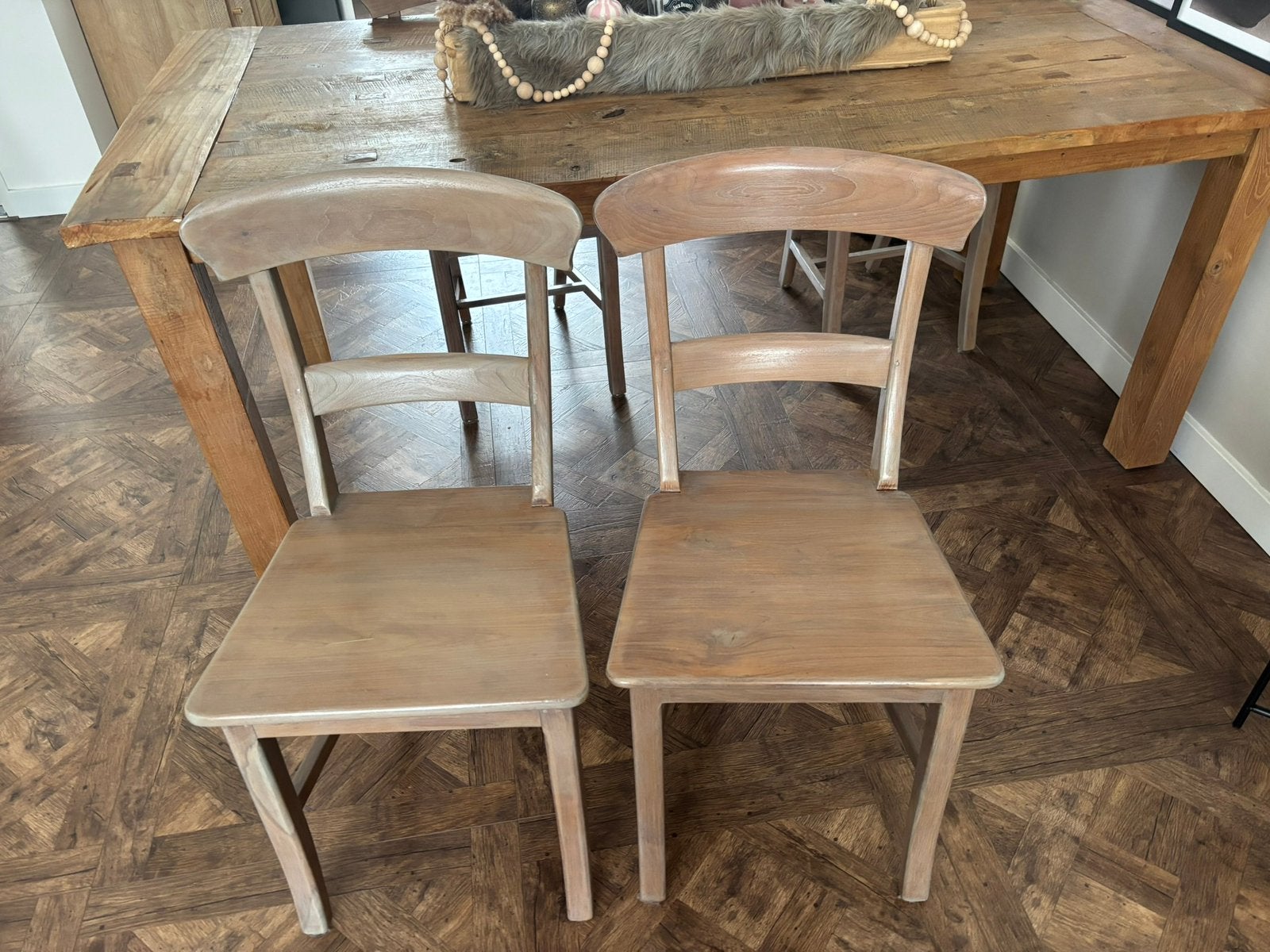 4 teakhouten eetkamerstoelen, Ophalen