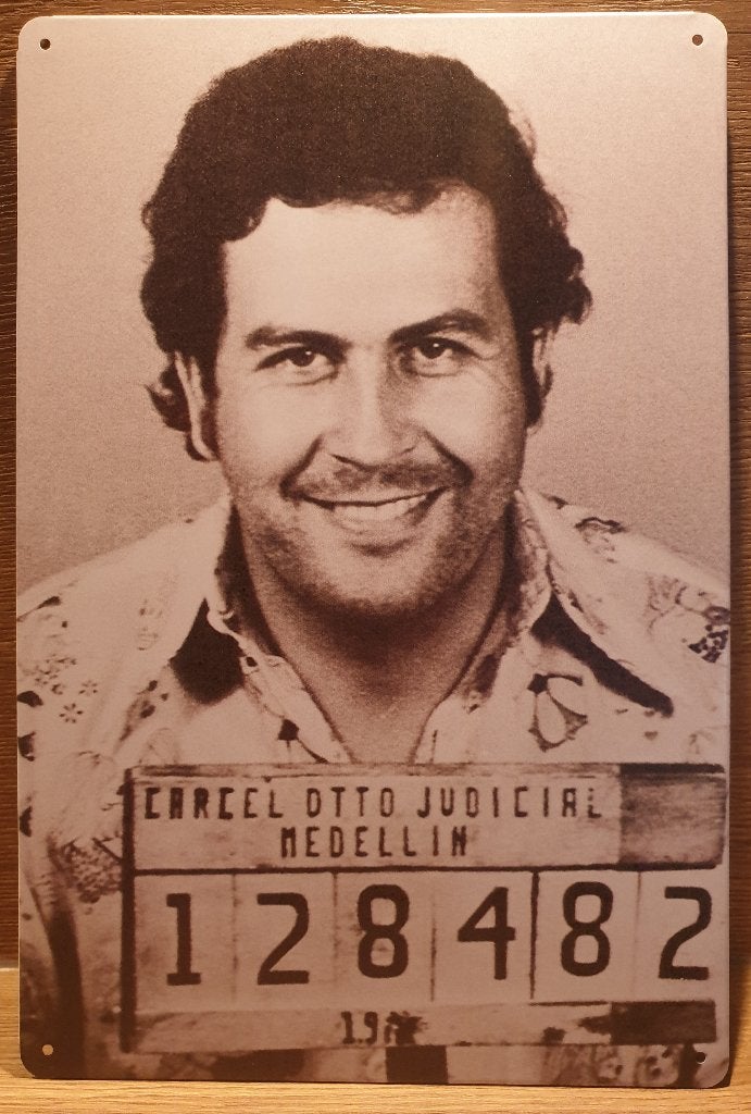 Pablo Escobar foto reclamebord van metaal wandbord deco, Info@deconoord.nl, Deco Noord, Nieuw, Ophalen of Verzenden