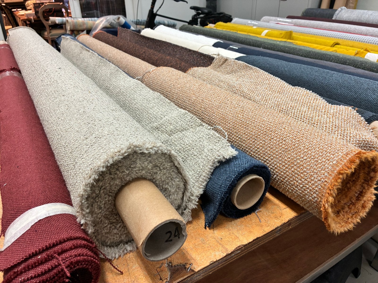 Diverse stoffen op rol - Meerdere kleuren en materialen, Hobby en Vrije tijd, Stoffen en Lappen, Wol, 120 cm of meer, Meerkleurig