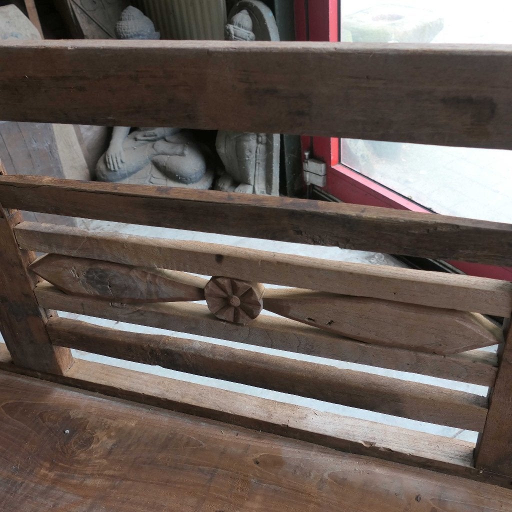 Diepe antieke lounge bank RQ39 stationsbank teak hout Bali, Ophalen of Verzenden