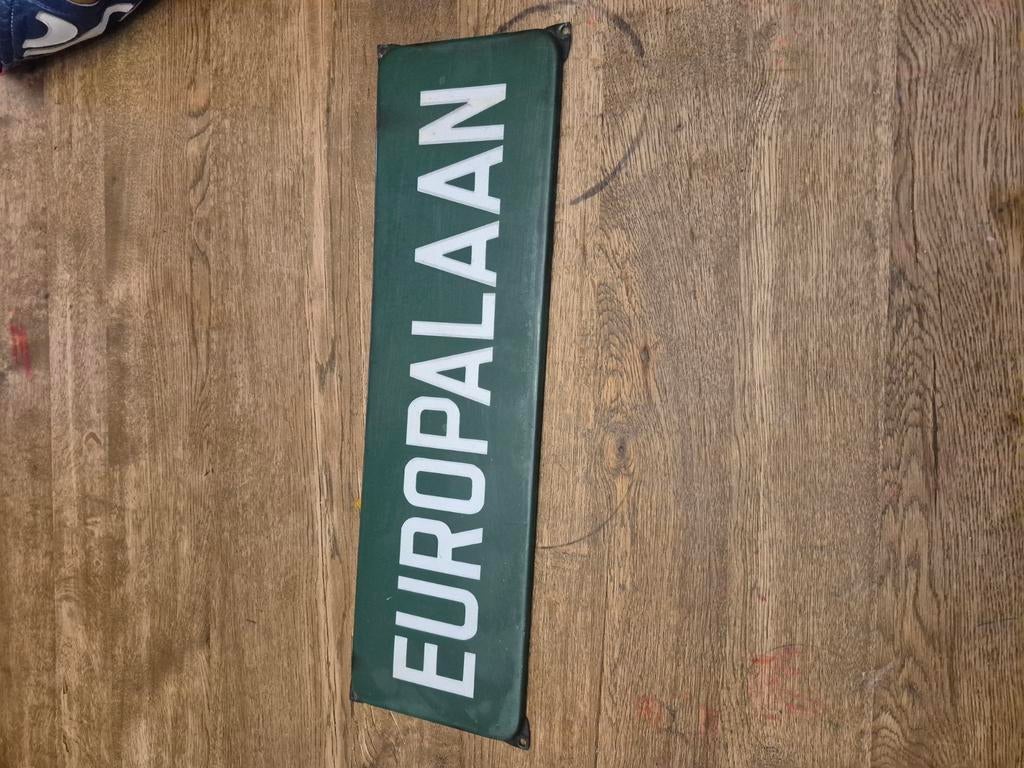 Vintage geëmailleerd straatnaambord Europalaan, Antiek en Kunst, Antiek | Emaille, Ophalen of Verzenden