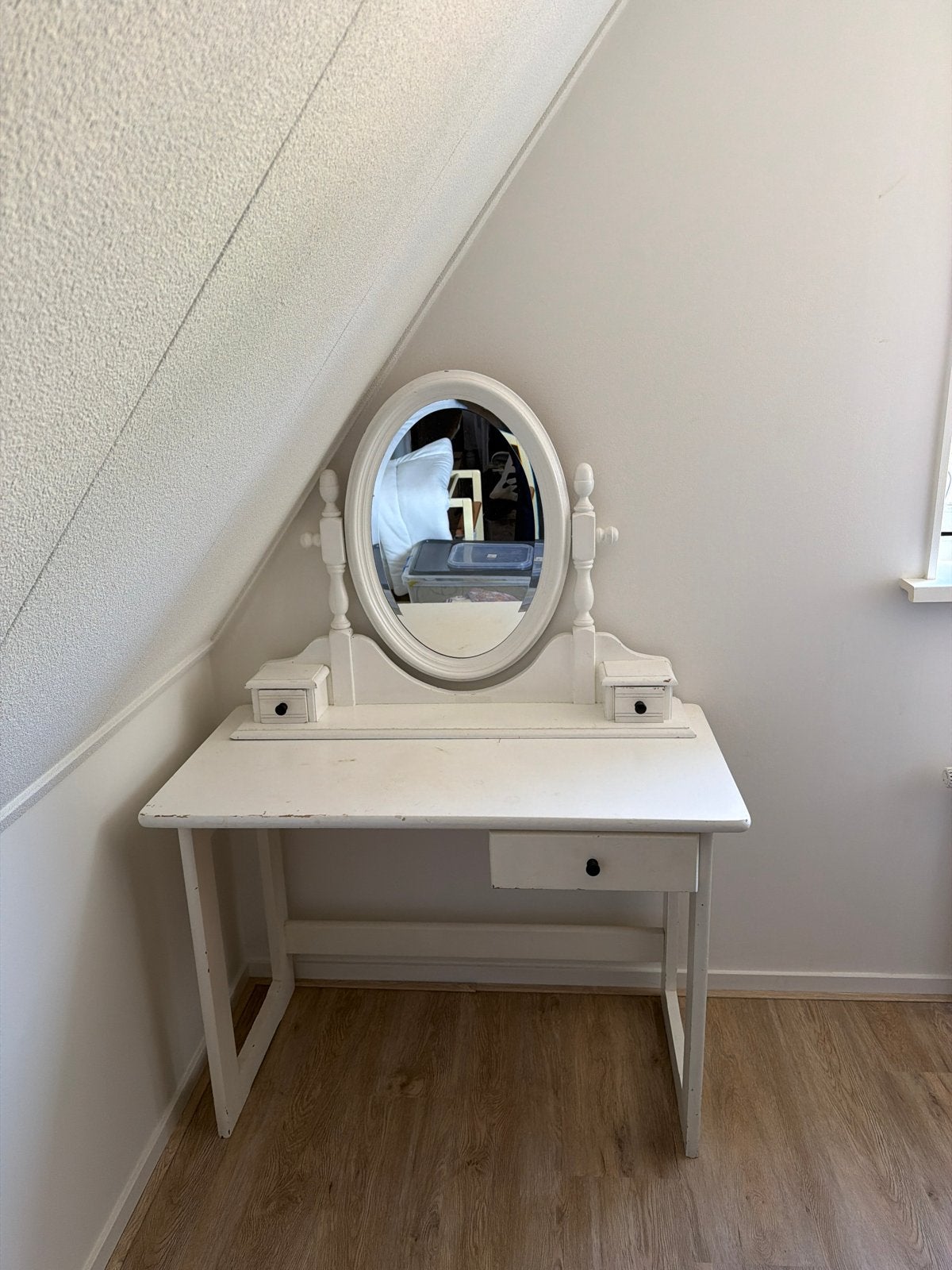 Witte kaptafel met spiegel, Ophalen of Verzenden, Gebruikt, 100 tot 150 cm, 150 tot 200 cm