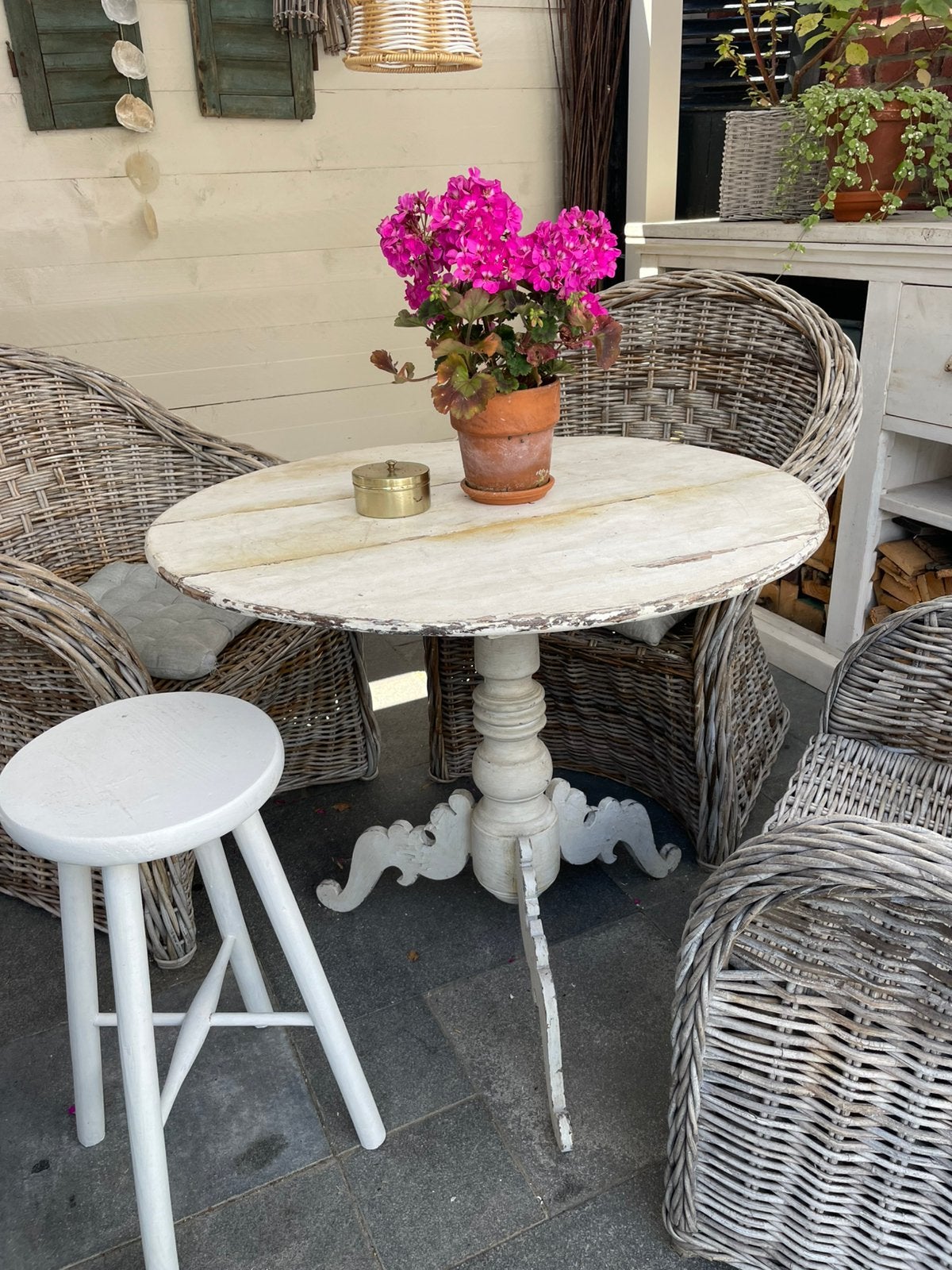 Brocante ronde tafel, Ophalen, Gebruikt, Rond, Hout