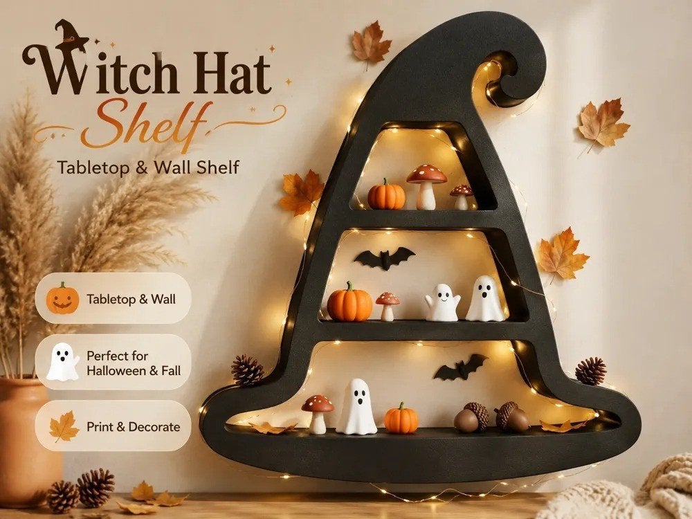 Halloween Heksenhoed Decoratie Plank - Wand & Tafel, Hout, Zwart, Overige stijlen, Nieuw