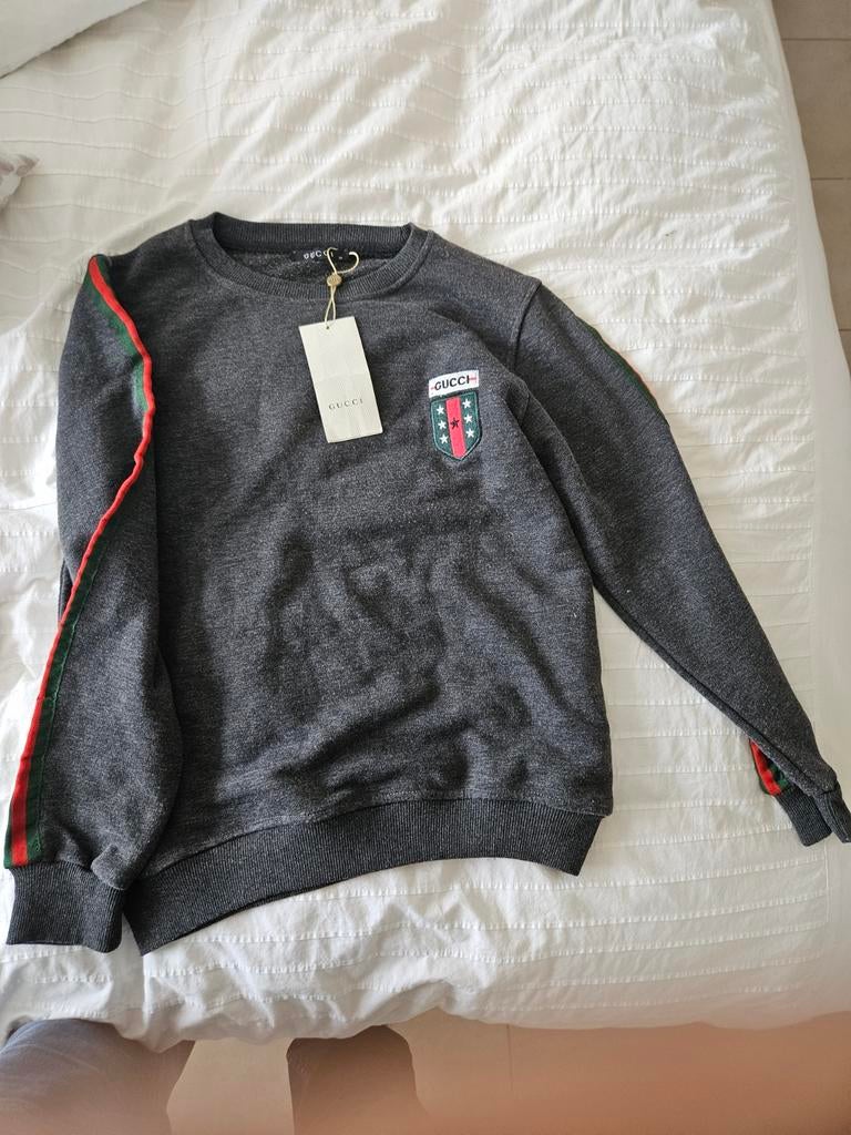 Gucci trui met strepen en logo - Nieuw met kaartjes, Kleding | Heren, Truien en Vesten, Nieuw, Grijs, Ophalen of Verzenden