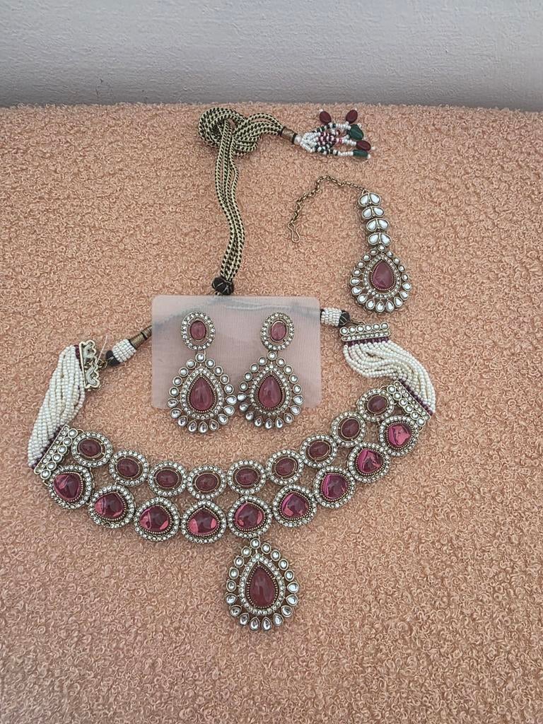 Ketting setje, Ophalen of Verzenden, Roze, Overige materialen